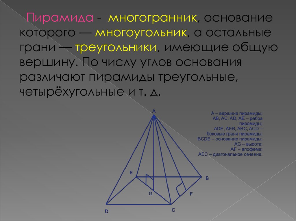 Фигура являющаяся боковой гранью пирамиды. Четырехугольная пирамида. Треугольная пирамида. Многогранник четырехугольная пирамида. Многогранники (треугольную и четырехугольную пирамиды.
