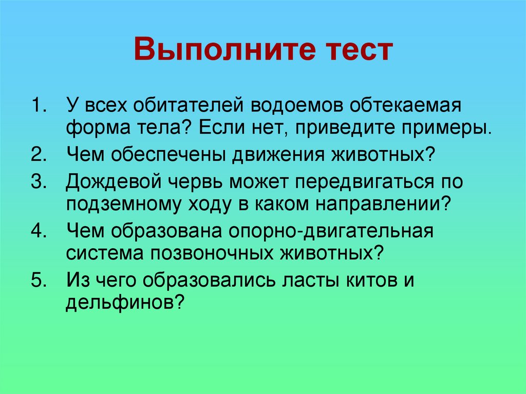 Выполните тестовые. Тест выполнен.