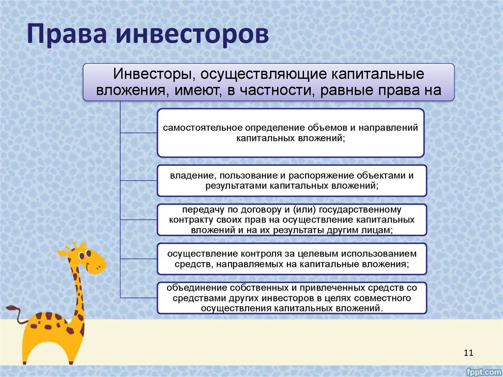 Обязанности инвестора в проекте