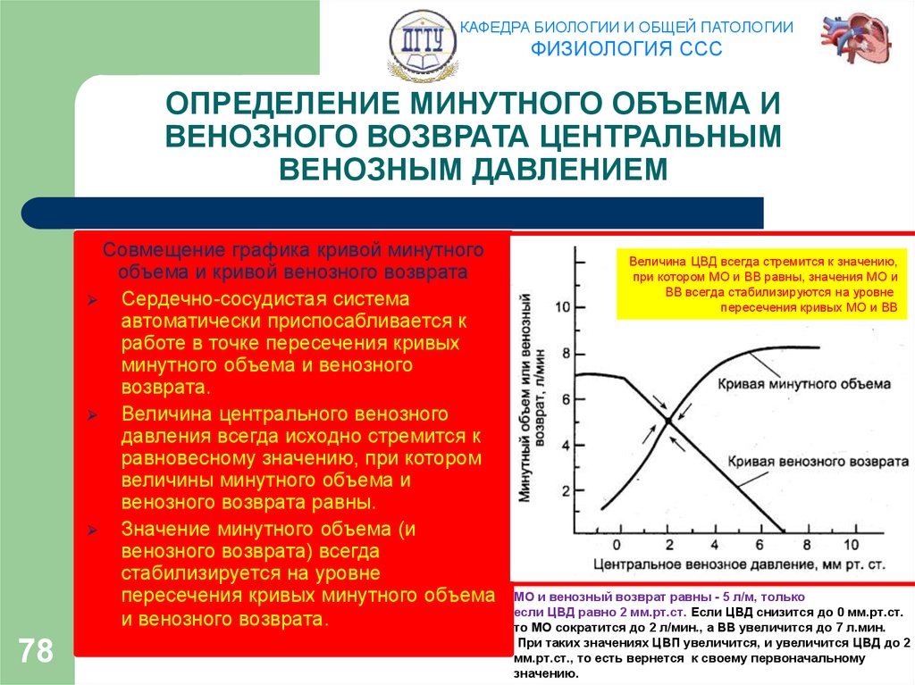 ОПРЕДЕЛЕНИЕ МИНУТНОГО ОБЪЕМА И ВЕНОЗНОГО ВОЗВРАТА ЦЕНТРАЛЬНЫМ ВЕНОЗНЫМ ДАВЛЕНИЕМ