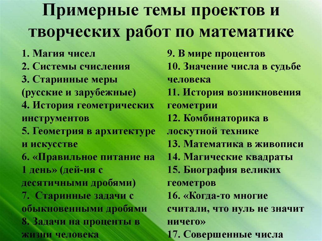 Годовой проект 6 класс