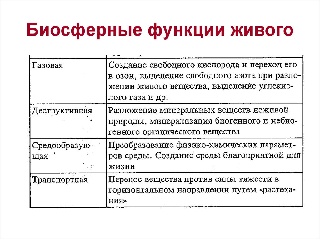 Примеры газовой функции живого вещества