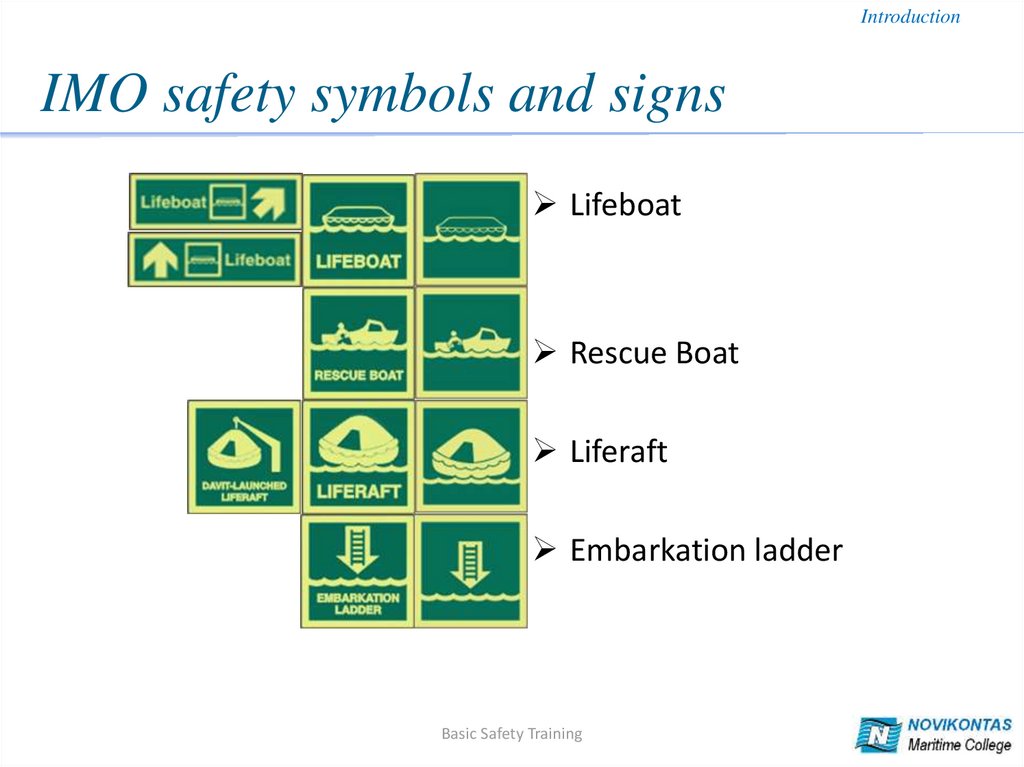IMO safety symbols and signs