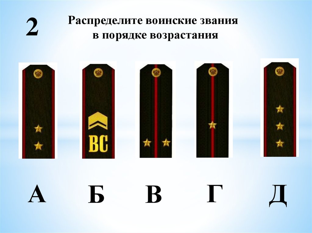 Воинские звания по возрастанию