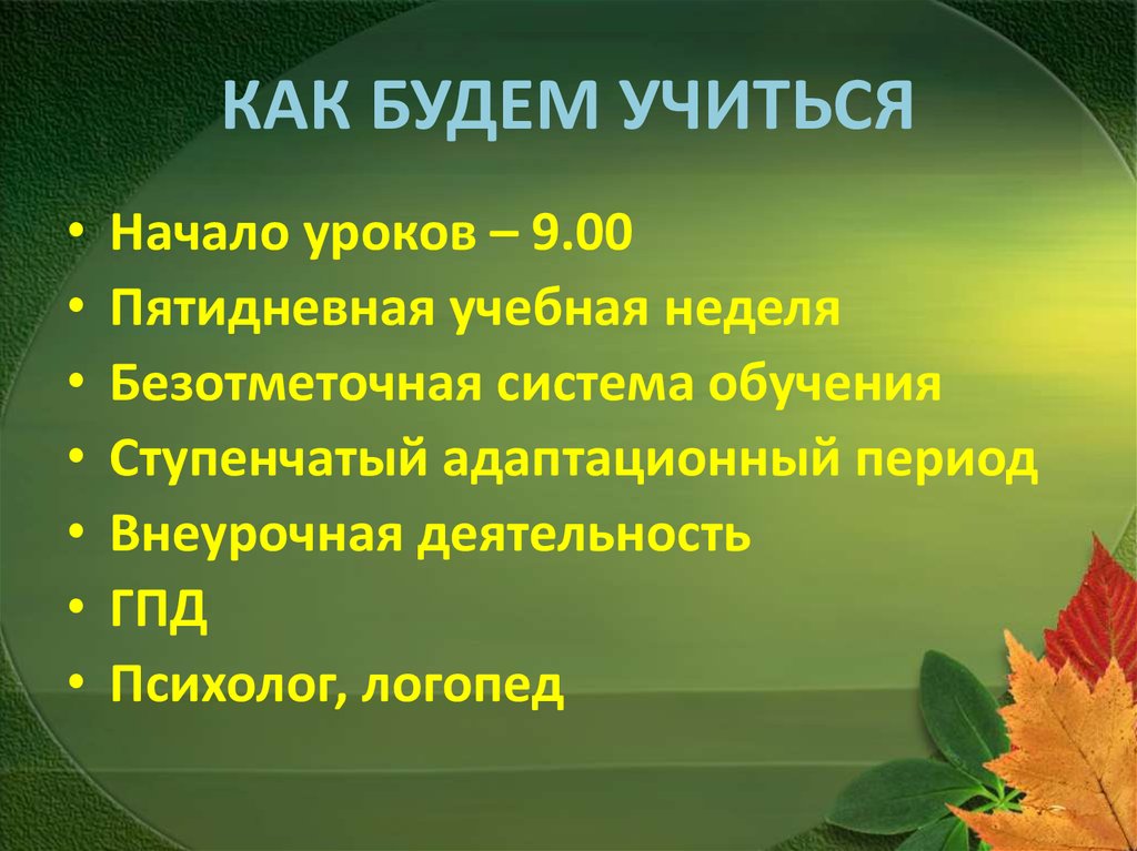 КАК БУДЕМ УЧИТЬСЯ