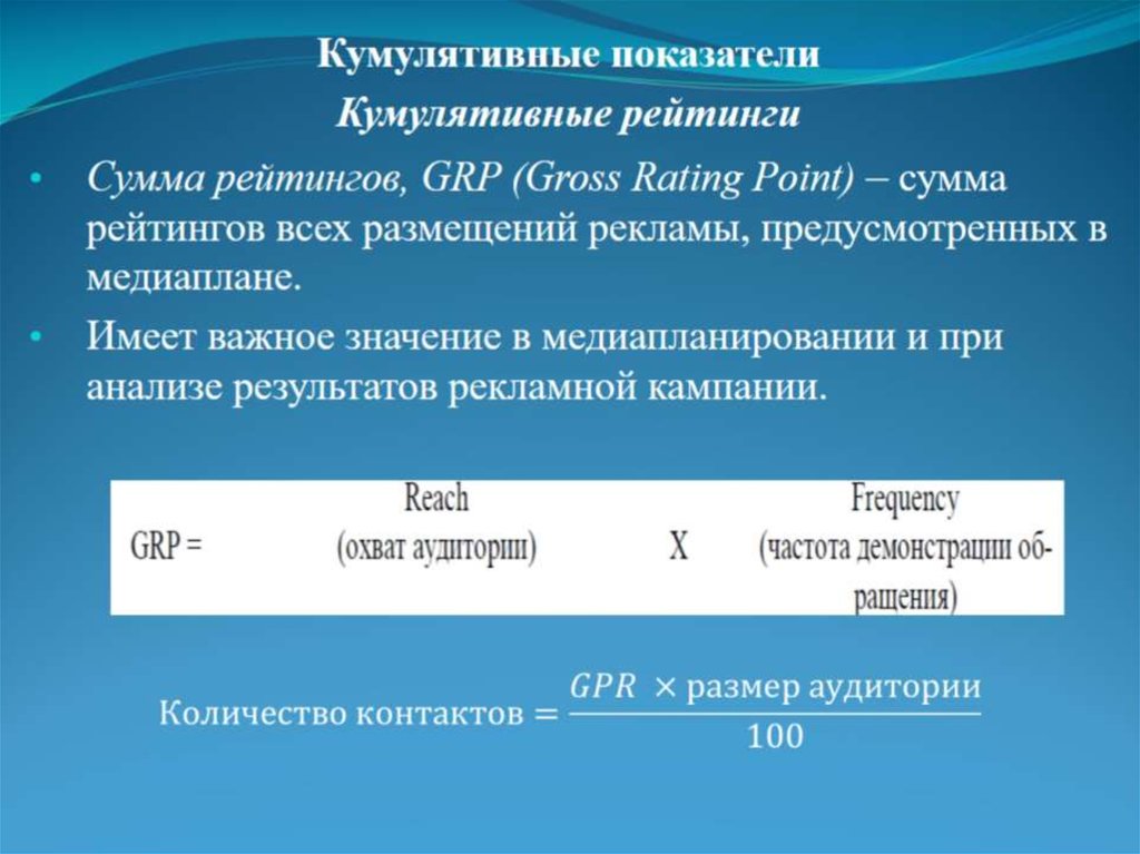 Формула рейтинга. Показатели в медиапланировании. Основные показатели в медиапланировании. Кумулятивный показатель. Основные формулы медиапланирования.