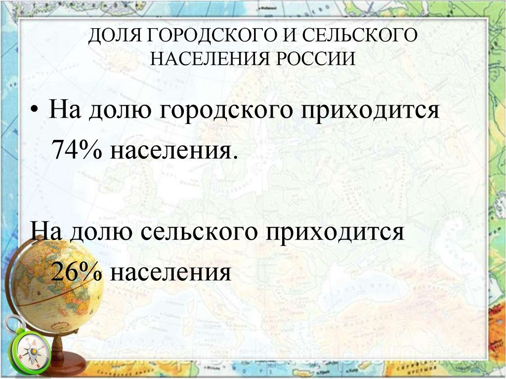 Городское и сельское население россии презентация