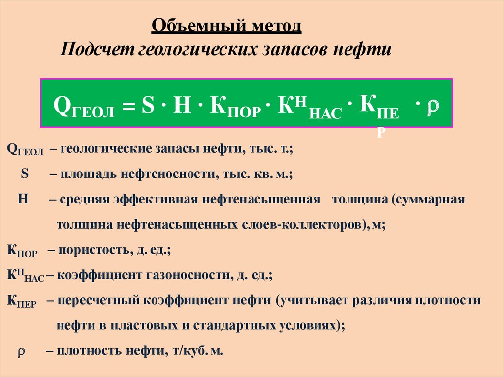 Немецкая методика расчета. Подсчет запасов газа. Коэффициент газоносности. Система подсчета резервов.