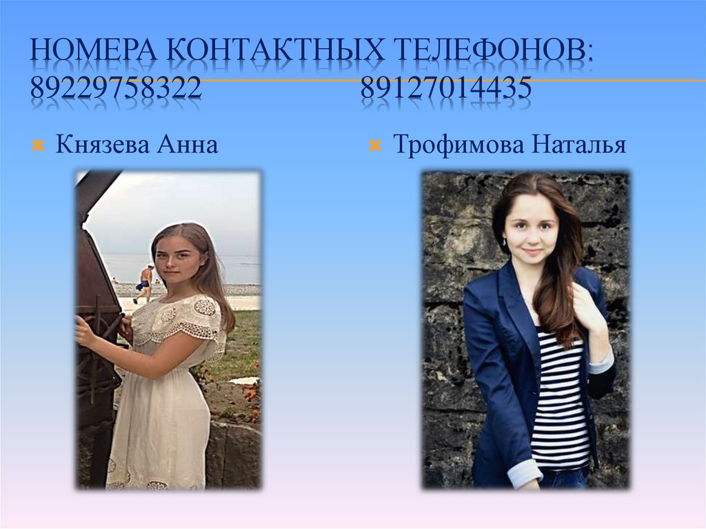 Номера контактных телефонов: 89229758322 89127014435