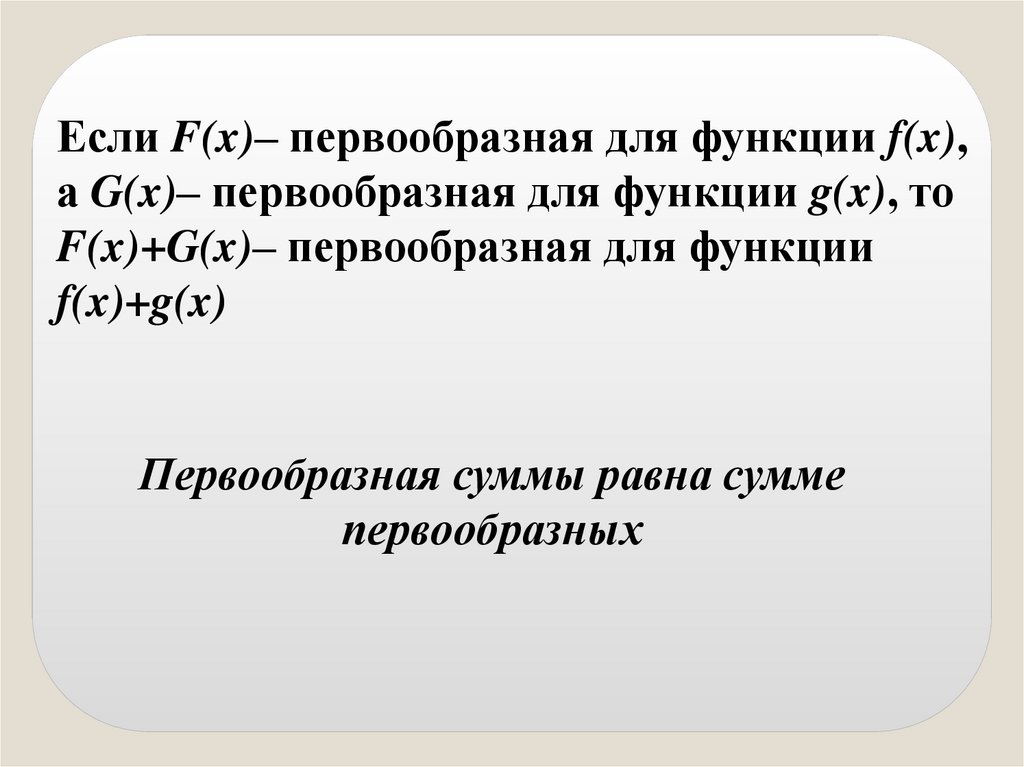 Презентация первообразная правила нахождения