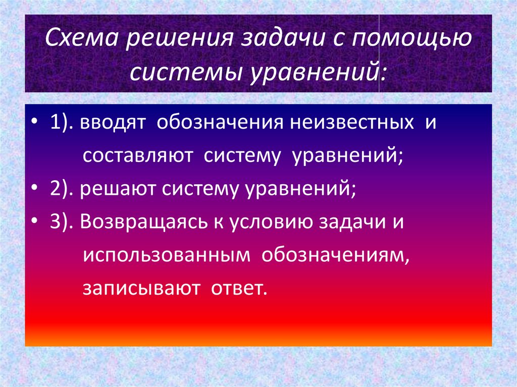 План конспект решение задач с помощью систем уравнений 7 класс