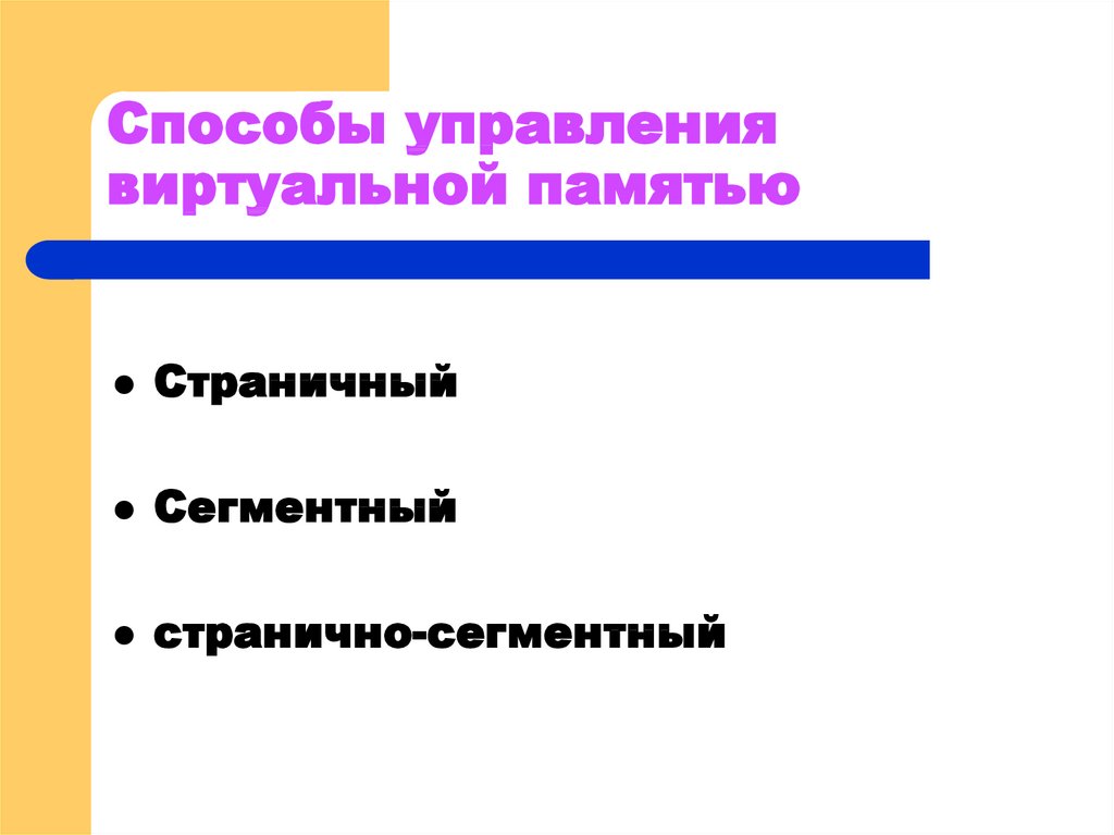 Управление виртуальной памятью. Методы управления виртуальной памятью. Способы управления памятью. Управление виртуальной памятью в ОС.