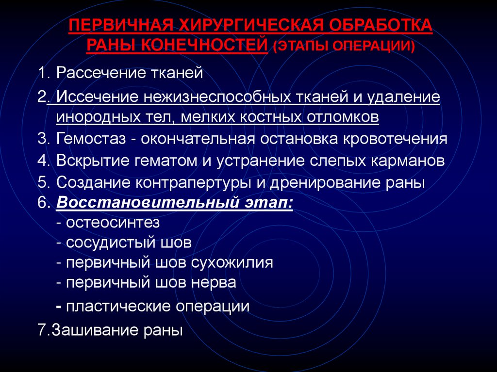 Принципы первичной хирургической обработки