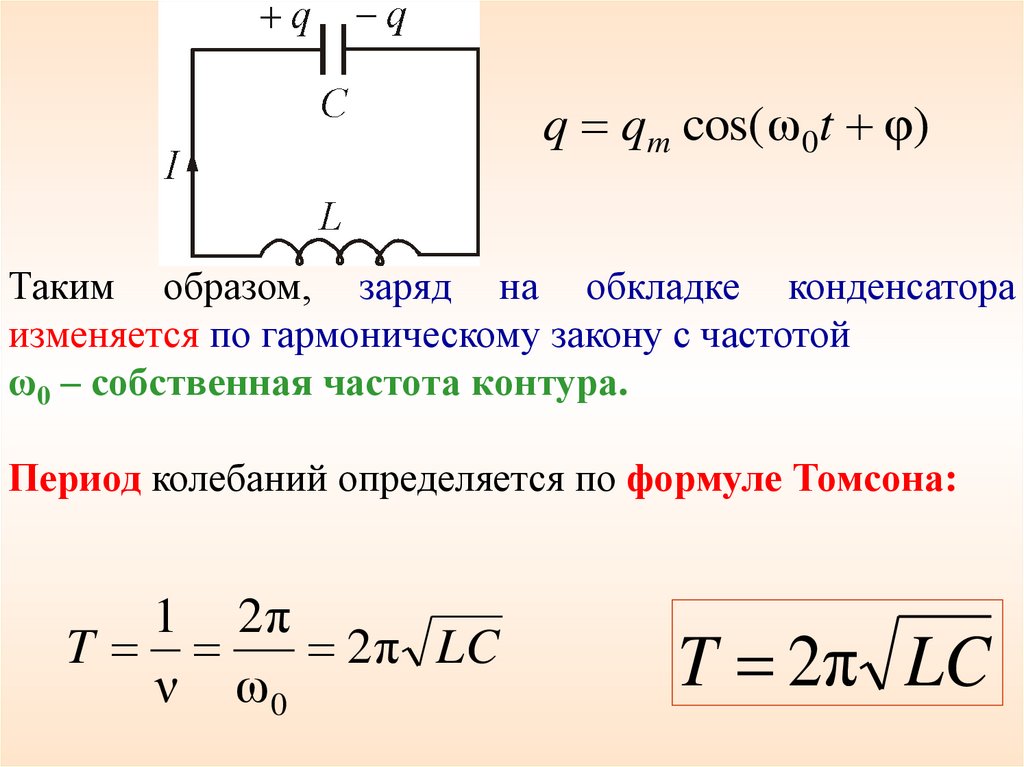 При частоте 0 конденсатор. Заряд на обкладках конденсатора формула. Макс заряд конденсатора формула. Период колебаний заряда конденсатора. Формула периода колебаний заряда.