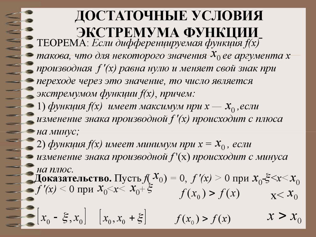 Производная аргумента. Достаточное условие экстремума дифференцируемой функции. Необходимое и достаточное условие экстремума. Необходимое условие экстремума дифференцируемой функции. Экстремума дифференцируемой функции.