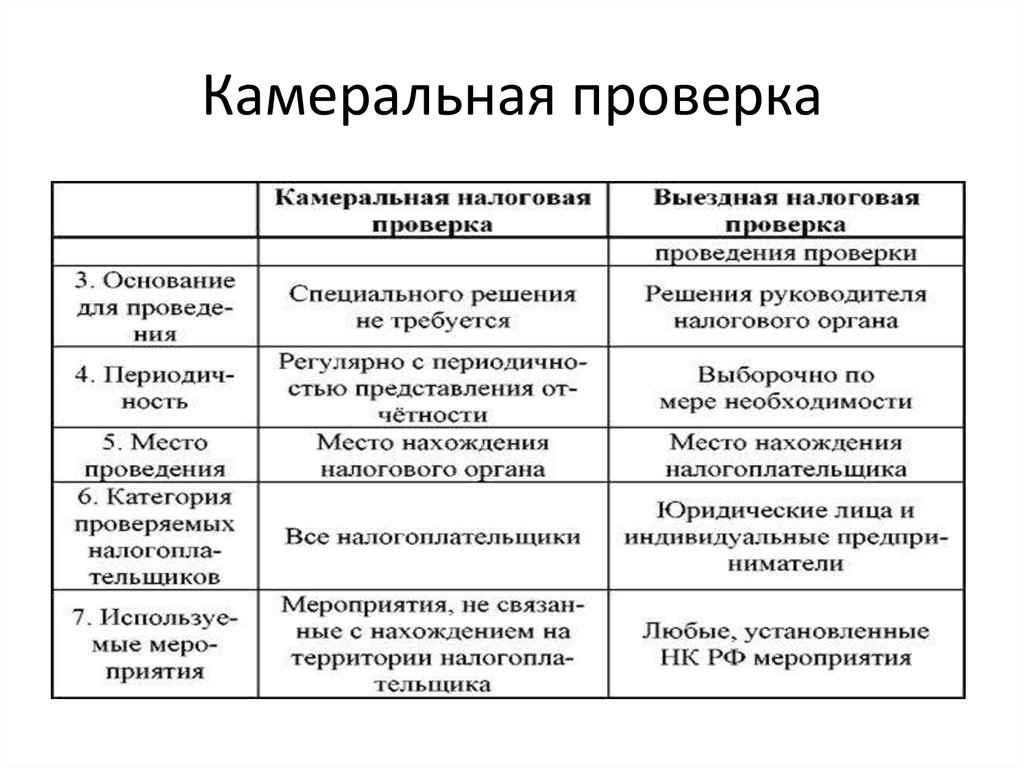 Камеральная налоговая проверка презентация