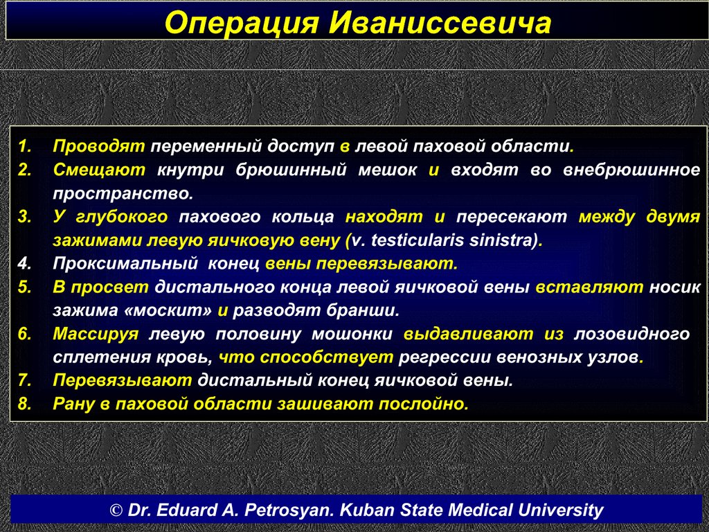 Результаты операции в основном. Операция Иваниссевича. Операция варикоцеле по Иваниссевичу. Ход операции варикоцеле по Иваниссевичу. Варикоцеле по Мармару ход операции.