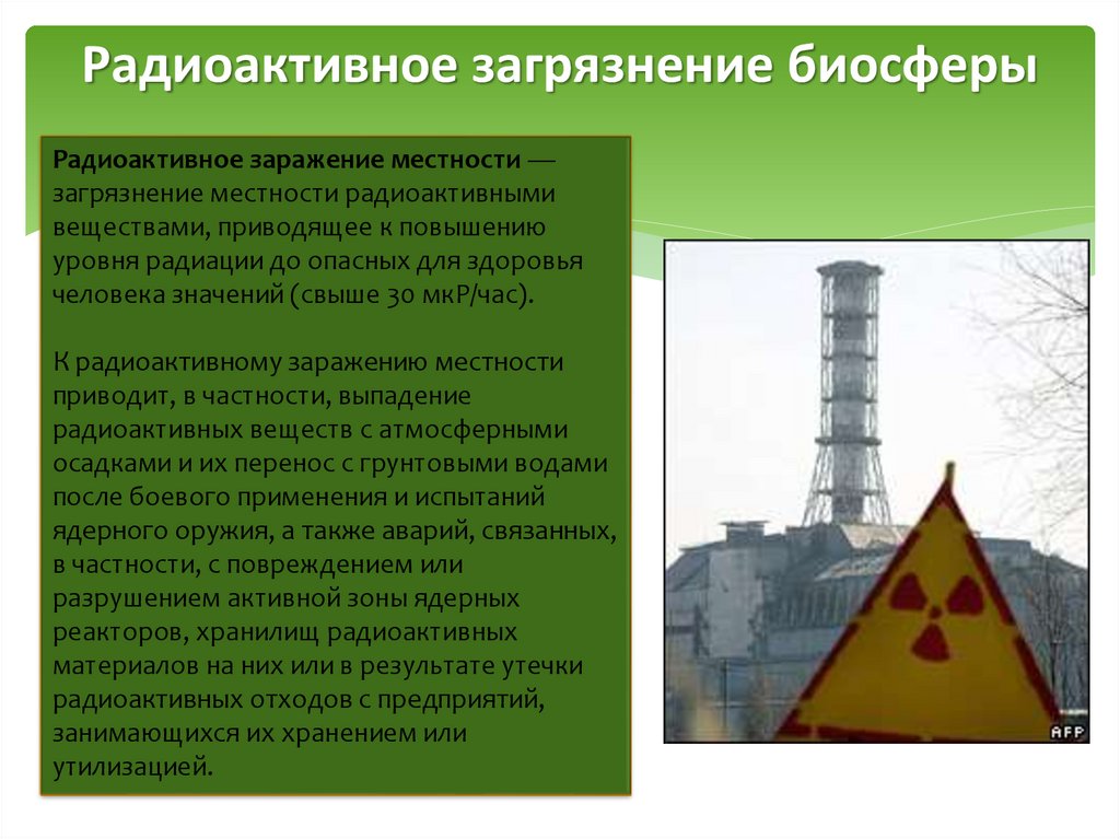 Вред аэс. Радиоактивное загрязнение. Радиоактивное загрязнение биосферы. Радиоактивное загрязнение презентация. Загрязнение биосферы радиоактивными веществами.