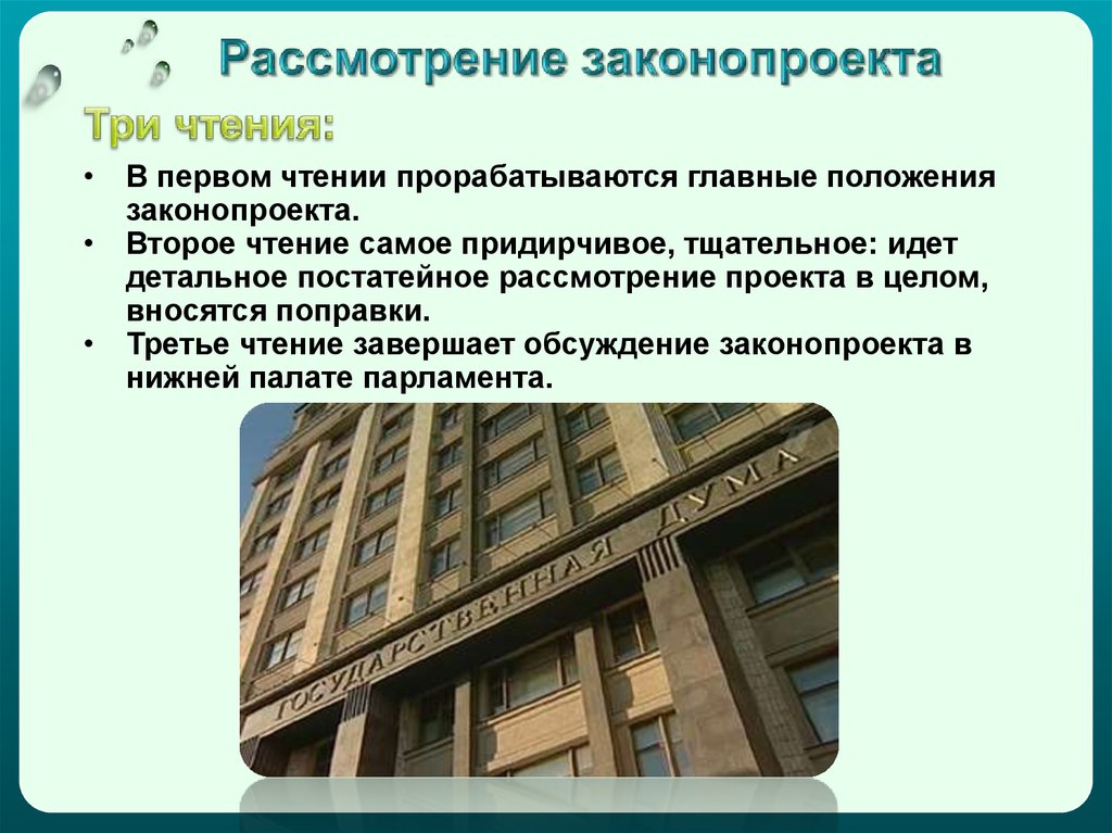 Проекты законов на рассмотрении