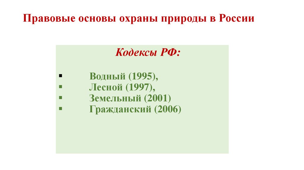 Правовые основы охраны природы презентация