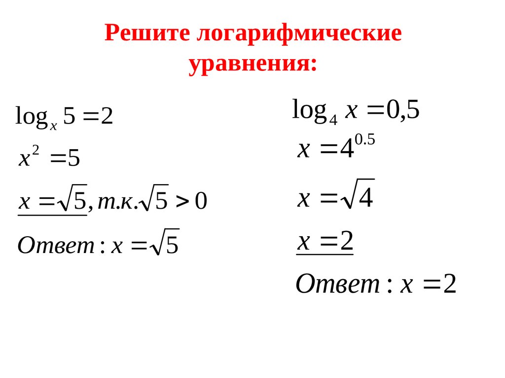 Логарифмические уравнения презентация 10 класс алимов