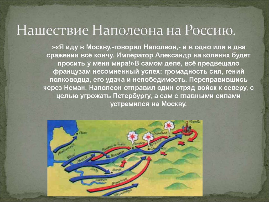 Нашествие анализ. Нашествие Наполеона на Россию. Рассказ о Нашествии Наполеона. Карта Нашествие Наполеона на Россию 1812.