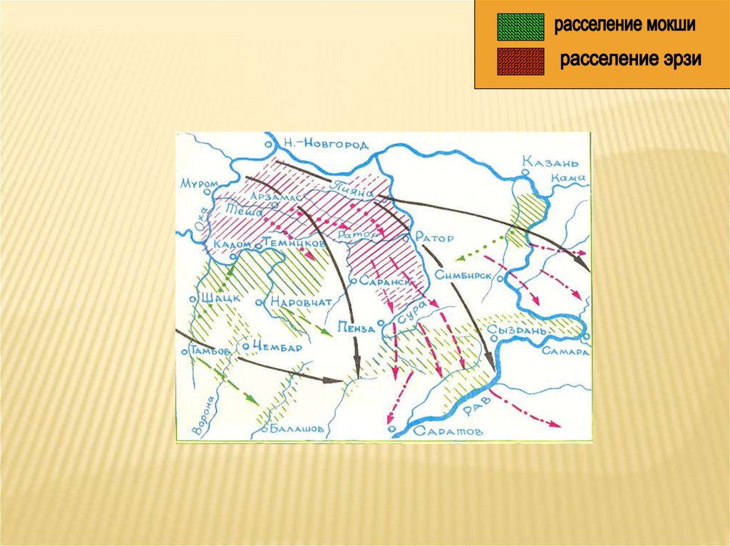 Карта расселения мордвы в нижегородской области