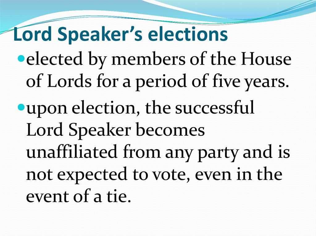 Lord Speaker’s elections