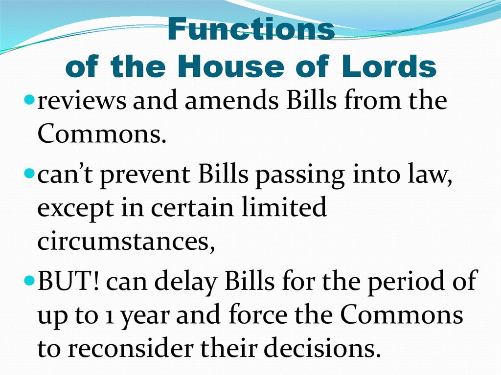 Functions of the House of Lords