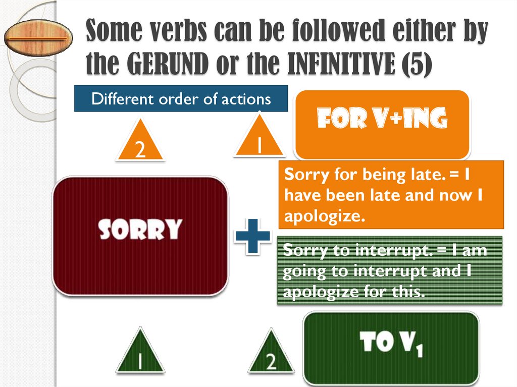 Some verbs can be followed either by the GERUND or the INFINITIVE (5)