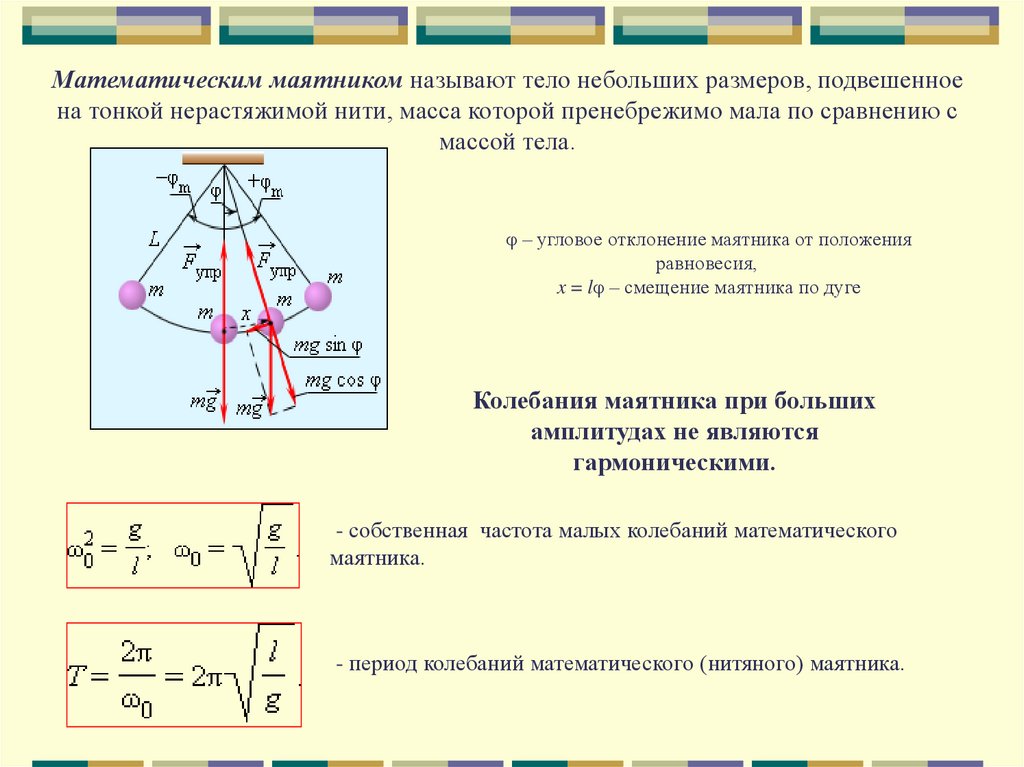 Время колебаний математического маятника