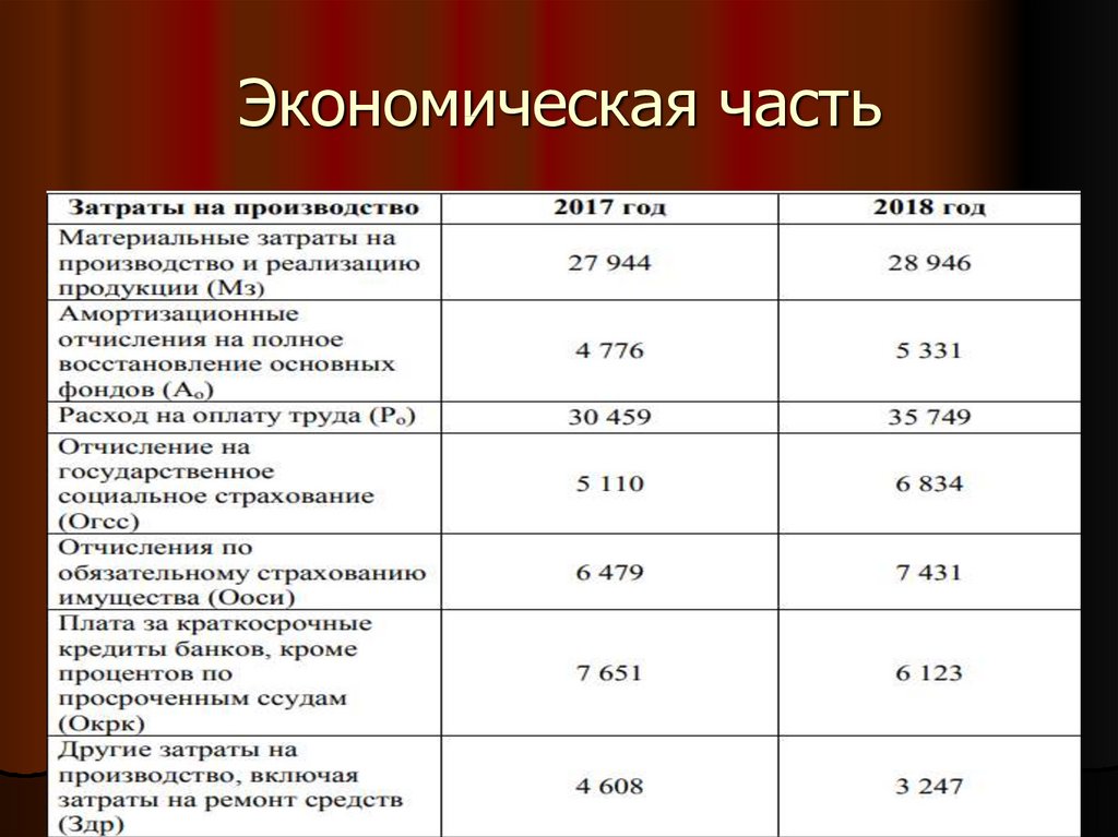 Экономическая сторона проекта