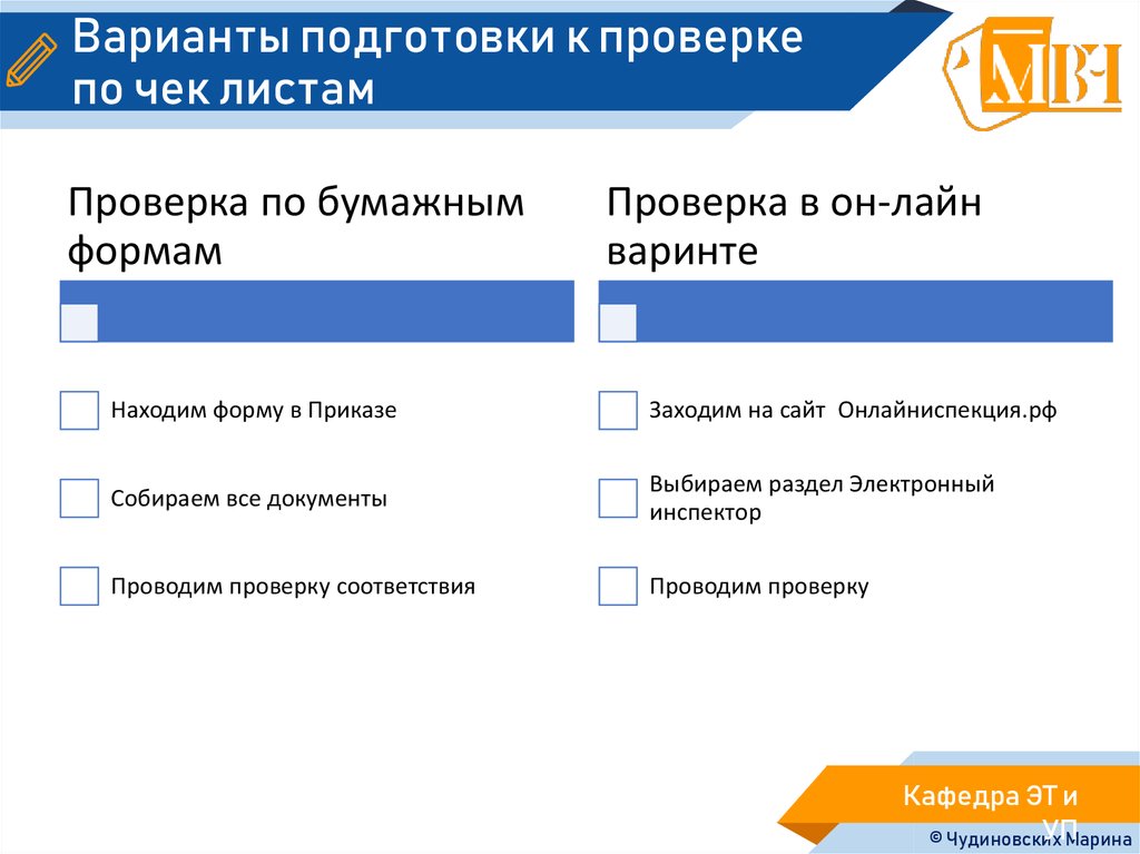 Подготовка вариант