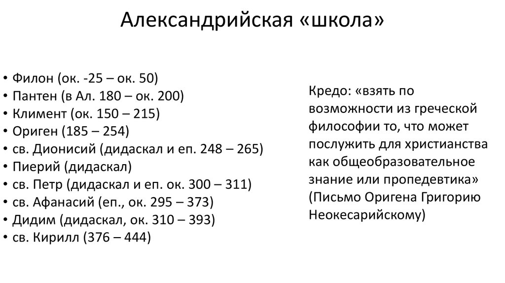 Александрийская школа презентация