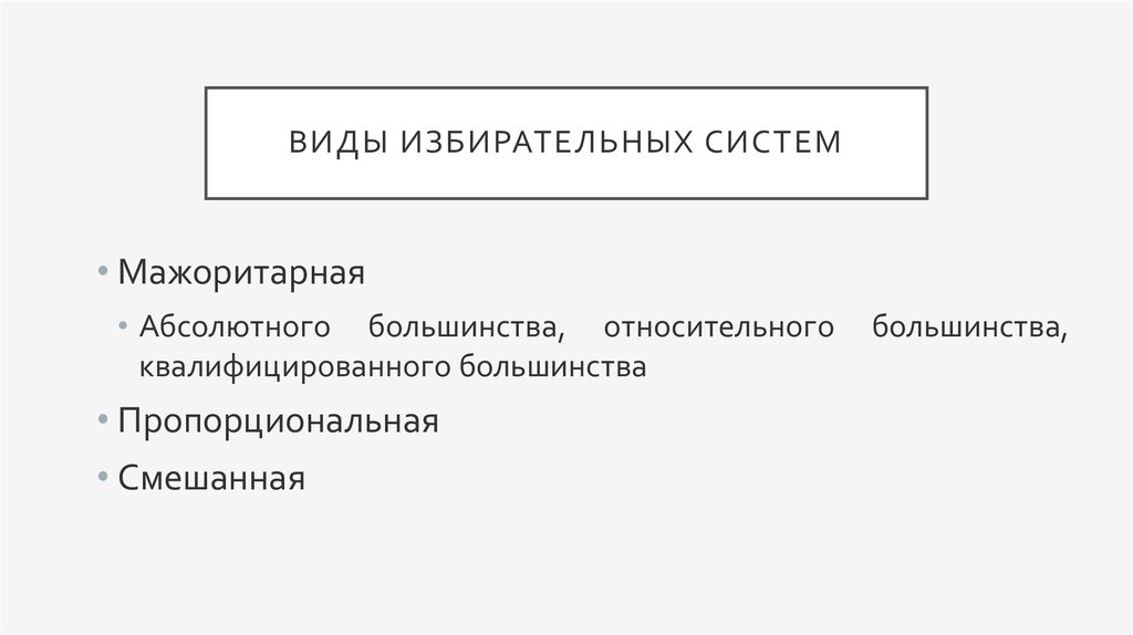 Запишите слово пропущенное в схеме типы избирательных систем пропорциональная смешанная