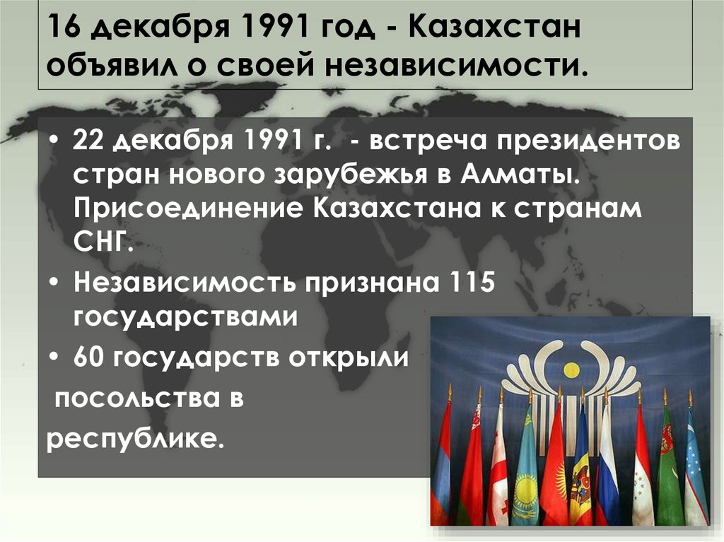 Какая страна первая признала. Презентация к 16 декабря. События Казахстана с 1991 года. Казахстан 16 декабря 1991. Независимость Казахстана 1991.