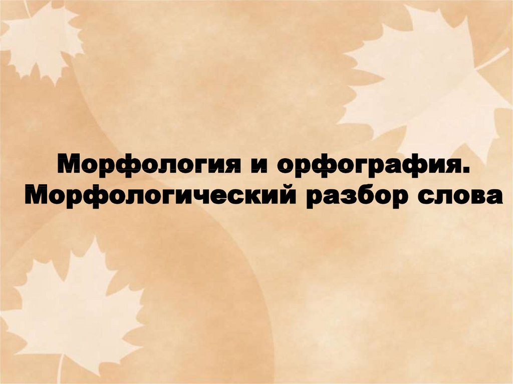 Морфология и орфография 6 класс презентация