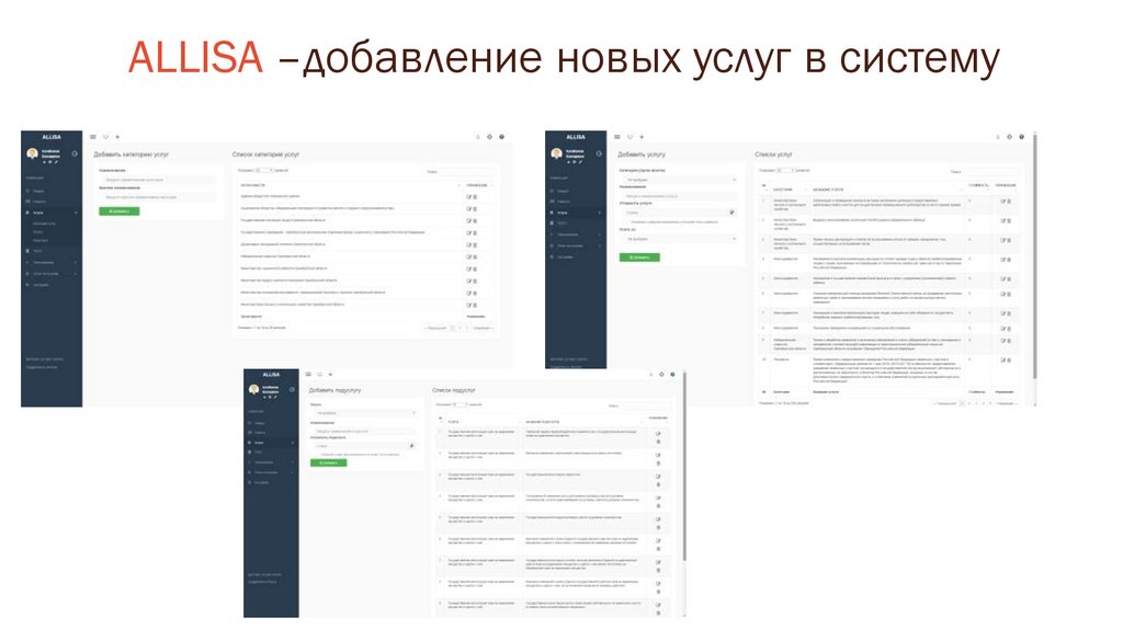 ALLISA –добавление новых услуг в систему