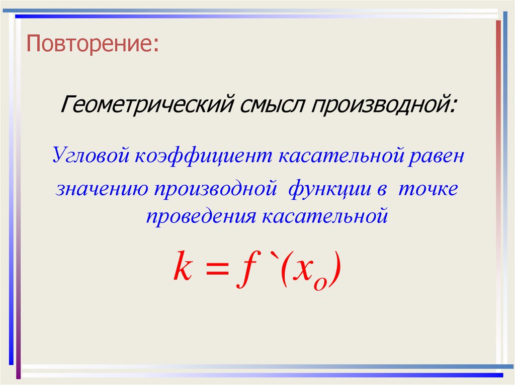 Касательная к графику функции презентация