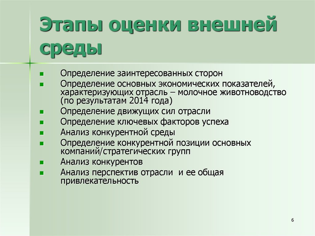 Оценить внешний. Этапы оценки. Стратегические цели агрохолдинга.