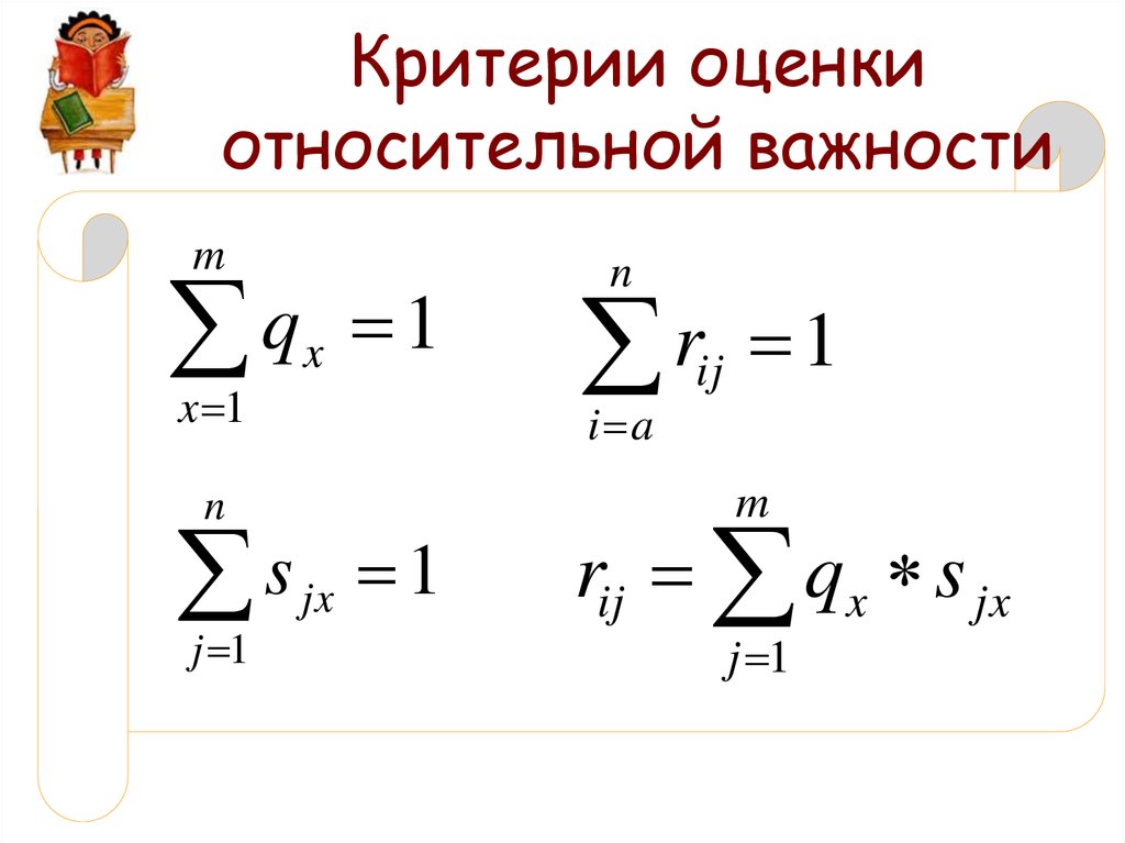 Критерии оценки относительной важности