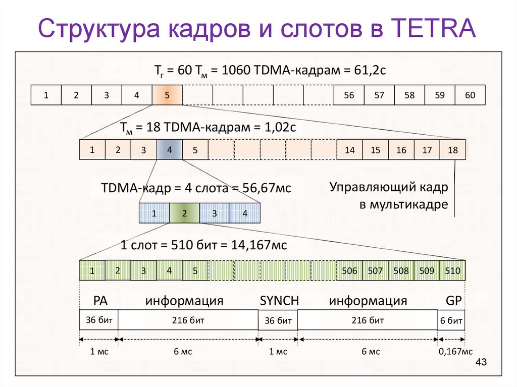Структура кадров и слотов в TETRA