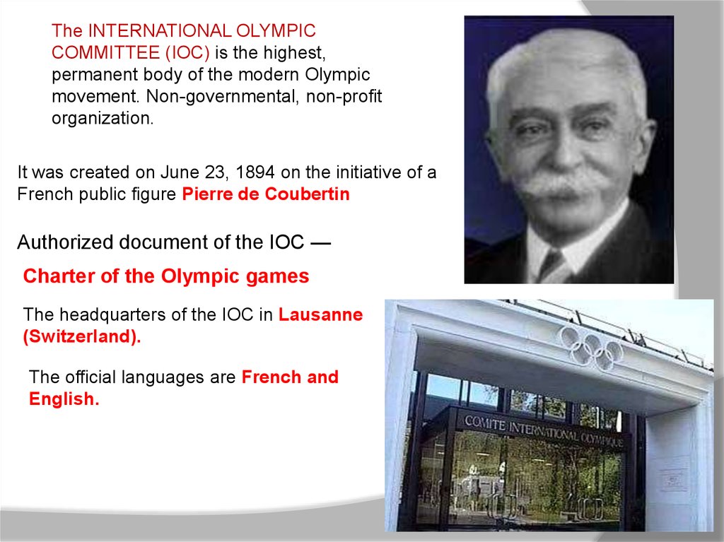 International Olympic Committee - online presentation