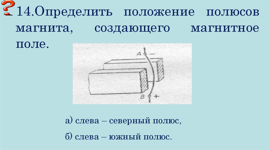 Определите полюса магнитов на рисунке