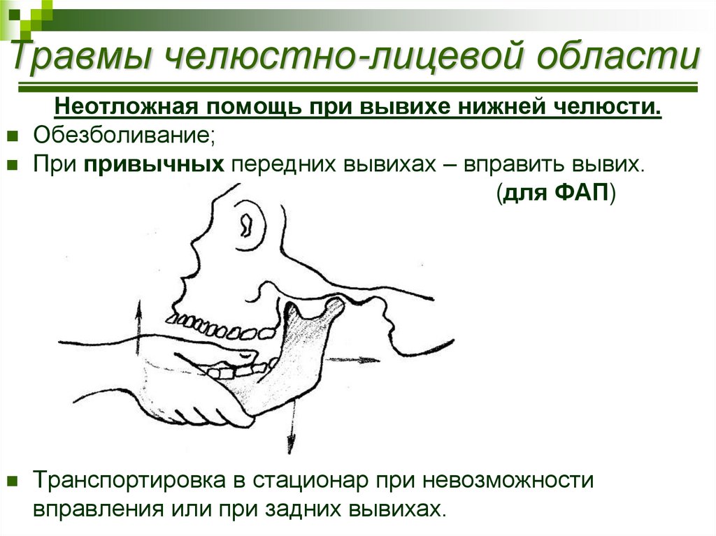 Схема классификация повреждений челюстно лицевой области