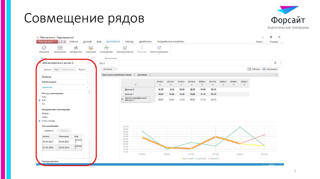 Совмещение рядов