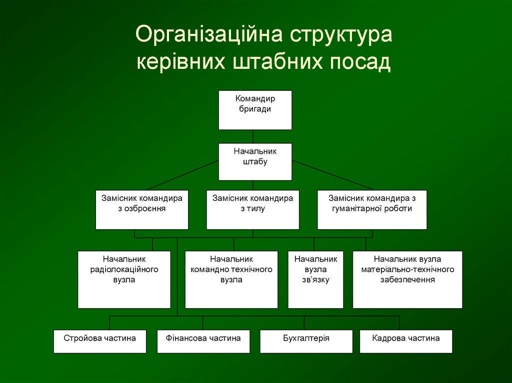 Організаційна структура керівних штабних посад