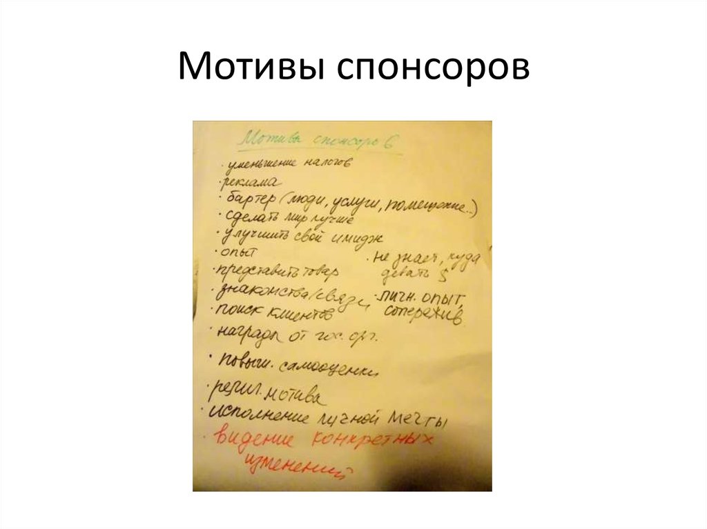 Мотивы спонсоров