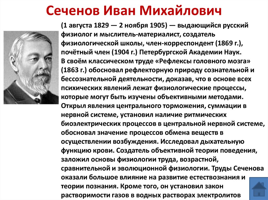 Презентация сеченов вклад в медицину