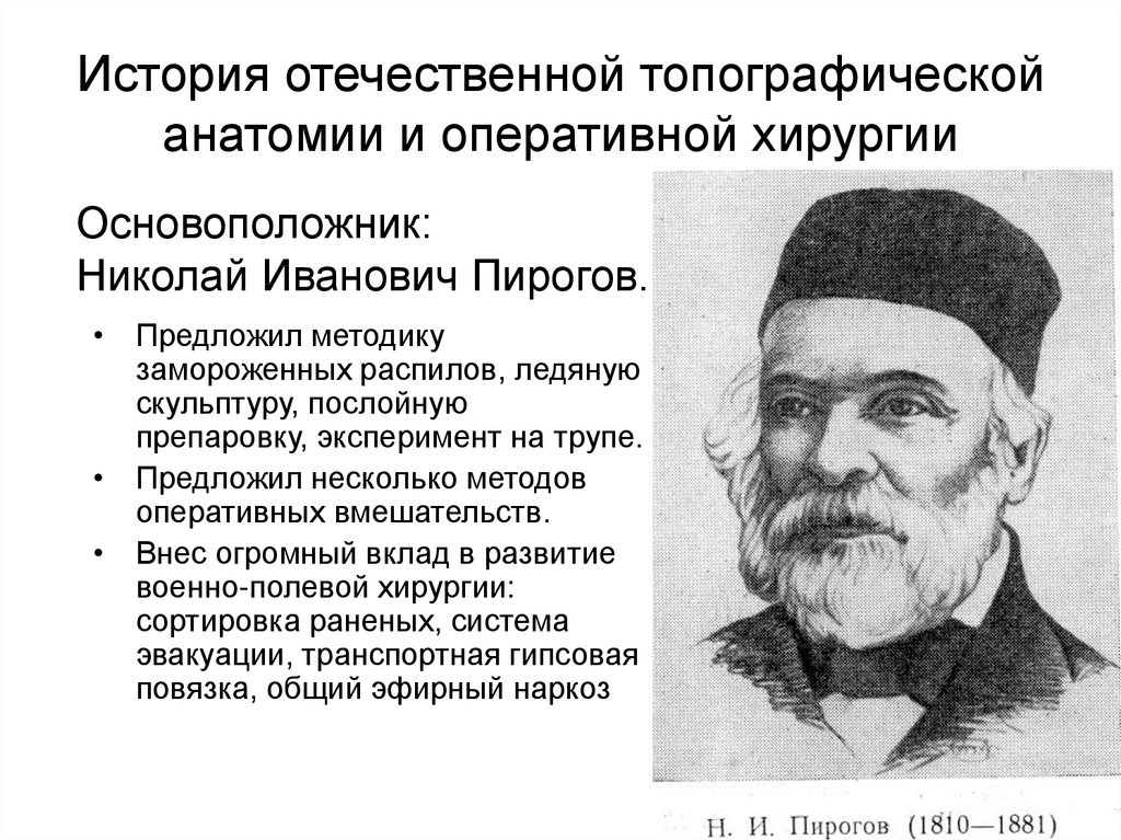 Пирогов как создатель топографической анатомии